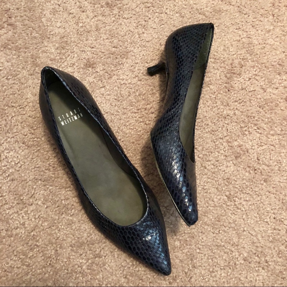Navy Stuart Weitzman Kitten Heels